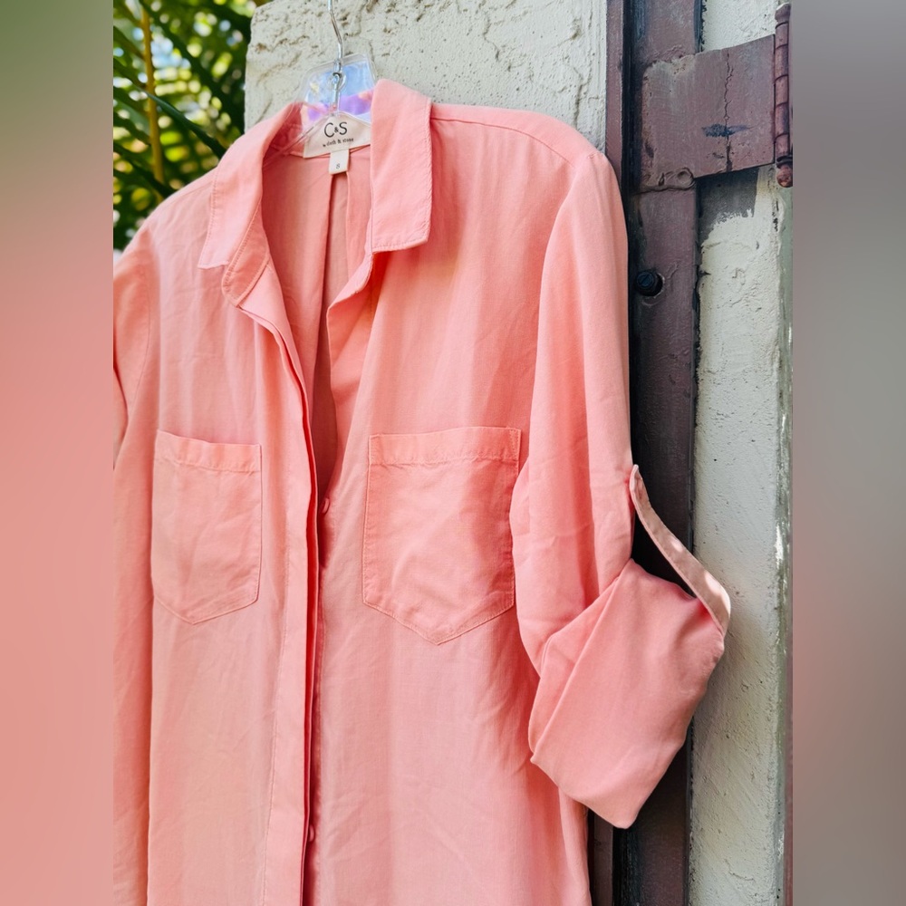 C&S by cloth & stone - Peach Tencel Button Up Cuffed Sleeve Top